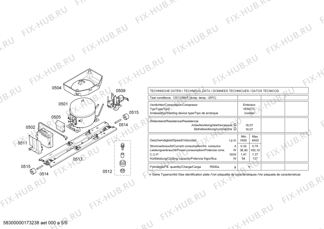 Взрыв-схема холодильника Siemens KG39FSB30 - Схема узла 05