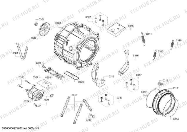 Взрыв-схема стиральной машины Bosch WAK20200GC, Maxx 7 - Схема узла 03