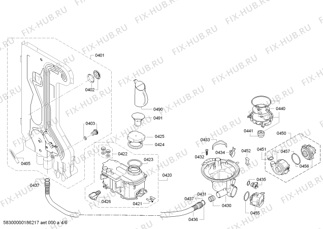 Схема №1 S41E50S0GB с изображением Модуль управления для электропосудомоечной машины Bosch 00653574