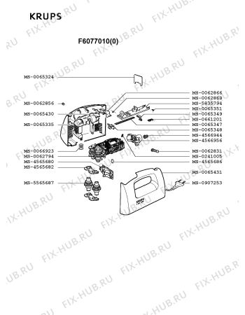 Взрыв-схема блендера (миксера) Krups F6077010(0) - Схема узла ZP000745.1P2