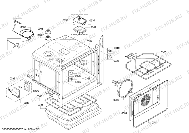 Взрыв-схема плиты (духовки) Bosch HBG78B720 - Схема узла 03