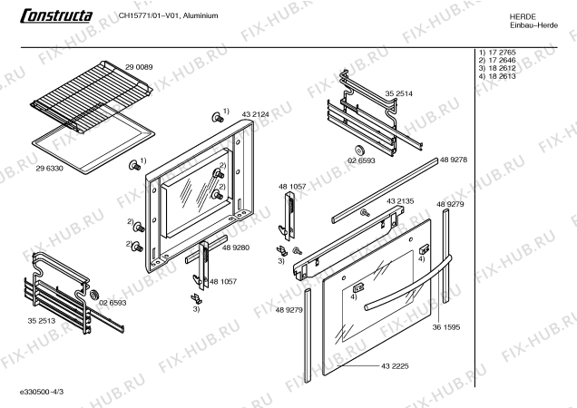 Взрыв-схема плиты (духовки) Constructa CH15771 - Схема узла 03