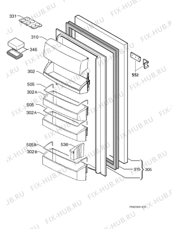 Взрыв-схема холодильника Aeg OEKO S1865-6I - Схема узла Door 003