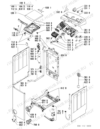 Взрыв-схема стиральной машины Whirlpool AWT 4123 - Схема узла