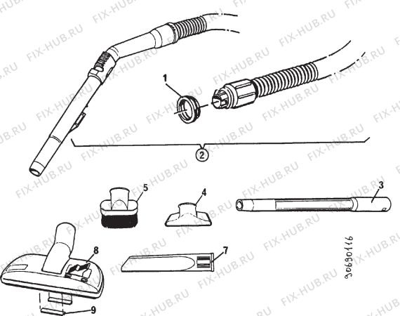 Взрыв-схема пылесоса Electrolux Z1860 - Схема узла Section 2