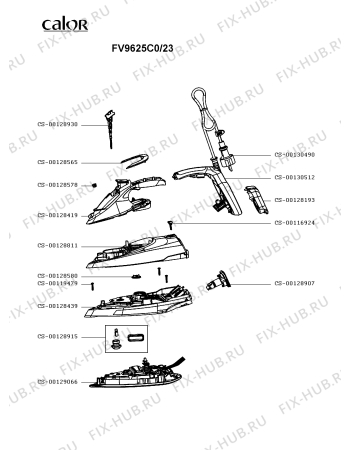 Схема №1 FV9625C0/23 с изображением Ручка для утюга (парогенератора) Tefal CS-00130512