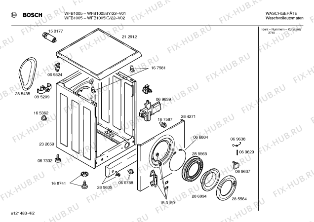 Схема №2 WFB1005BY BOSCH WFB 1005 с изображением Панель управления для стиральной машины Bosch 00350346
