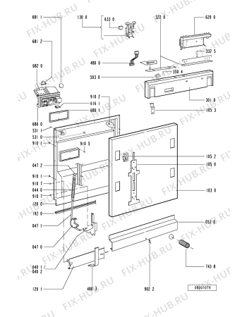 Схема №1 GSX 4778/3 TW с изображением Панель для посудомоечной машины Whirlpool 481245370245