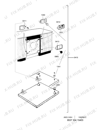 Взрыв-схема стиральной машины Indesit AWG34943 (F091533) - Схема узла