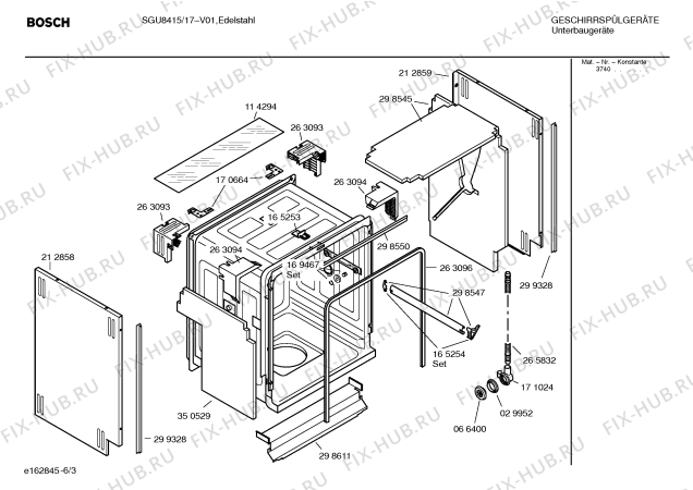 Взрыв-схема посудомоечной машины Bosch SGU8415 EXCLUSIV - Схема узла 03