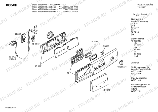 Схема №2 WTL6500FG Maxx WTL6500 electronic с изображением Инструкция по установке и эксплуатации для электросушки Bosch 00529218