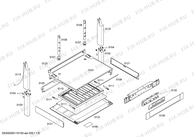 Схема №1 HBN77P750 с изображением Панель управления для плиты (духовки) Bosch 00448701