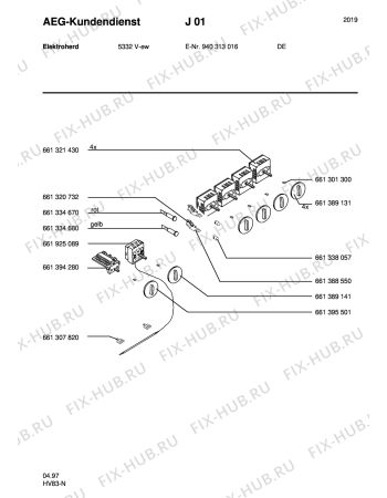 Взрыв-схема плиты (духовки) Aeg 5332V-W - Схема узла Section6