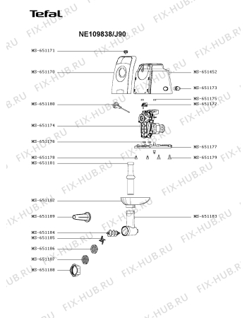 Схема №1 NE109838/J90 с изображением Шуруп для электромясорубки Tefal MS-651455