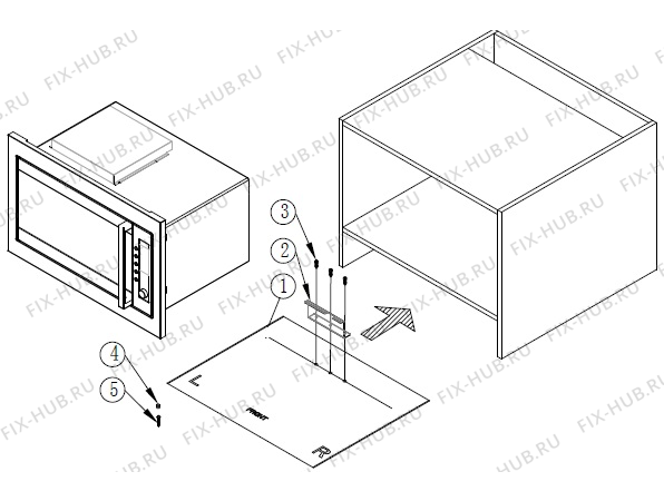 Схема №1 MT10.0000 (283106, WD1000BI-A30) с изображением Дверь для микроволновой печи Gorenje 300197