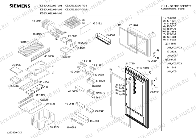 Взрыв-схема холодильника Siemens KS30U622 - Схема узла 02