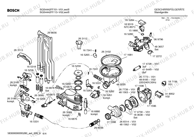 Взрыв-схема посудомоечной машины Bosch SGS4442FF - Схема узла 04