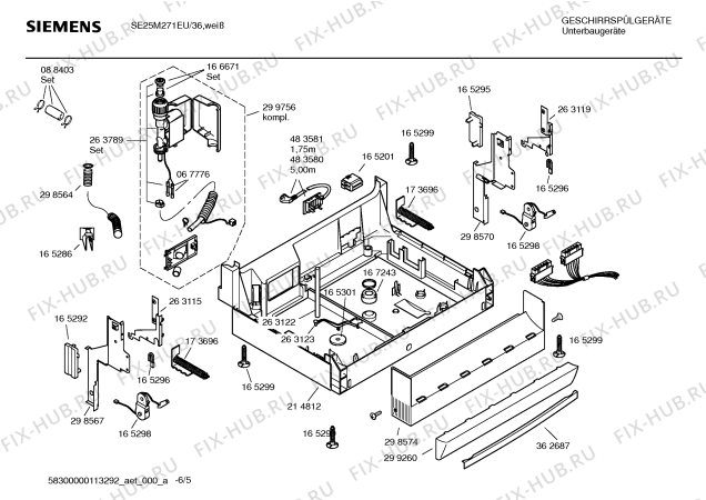 Схема №1 SE25M271EU с изображением Краткая инструкция для посудомоечной машины Siemens 00591861