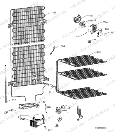 Взрыв-схема холодильника Zanussi ZRB7940PXH - Схема узла Cooling system 017
