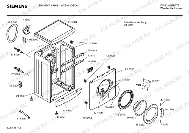 Схема №1 WXS863OE SIWAMAT XS 863 с изображением Инструкция по установке и эксплуатации для стиральной машины Siemens 00590428