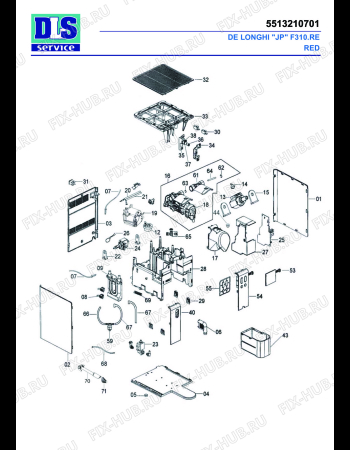 Схема №1 F310.RE RED NESPRESSO с изображением Панель для кофеварки (кофемашины) DELONGHI 5913210361