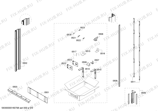 Схема №1 T18IW800SP с изображением Вентиляционная решетка для холодильной камеры Bosch 00667053