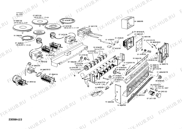 Взрыв-схема плиты (духовки) Siemens HL7414 - Схема узла 02