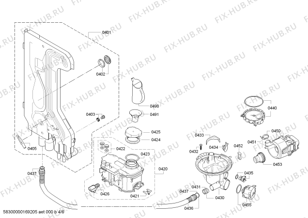 Взрыв-схема посудомоечной машины Siemens SN53D501EU - Схема узла 04