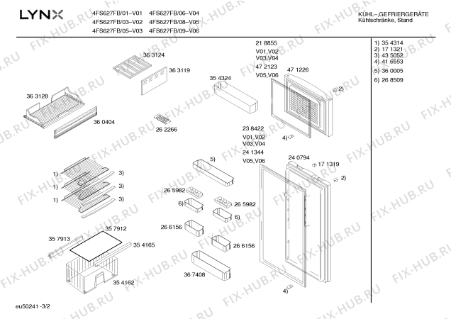Взрыв-схема холодильника Lynx 4FS627FB - Схема узла 02
