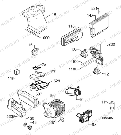 Взрыв-схема посудомоечной машины Electrolux ESL6185 - Схема узла Electrical equipment 268