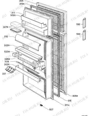 Взрыв-схема холодильника Zanussi ZX732/2TR - Схема узла Door 003