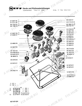 Взрыв-схема плиты (духовки) Neff 1111441131 1144/111CSMK - Схема узла 04