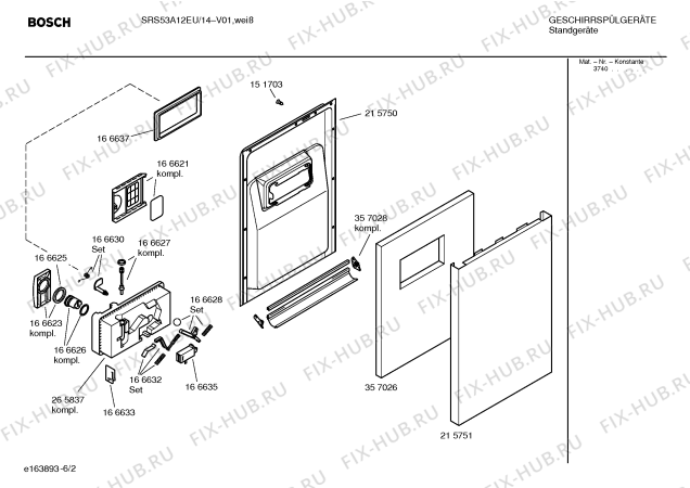 Схема №1 SRS53A02 Sportline с изображением Инструкция по эксплуатации для посудомойки Bosch 00581055