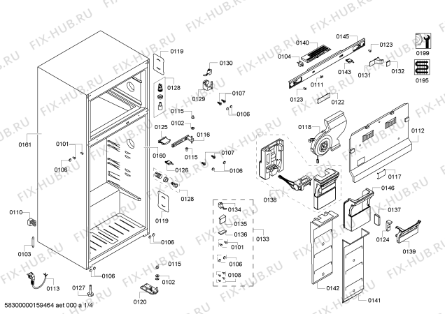 Схема №1 KD42NAL25J с изображением Вентилятор для холодильника Siemens 00707740