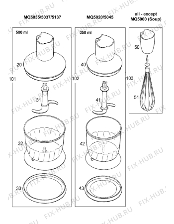 Взрыв-схема блендера (миксера) BRAUN Multiquick 5 Vario MQ 5035 Sauce - Схема узла 3