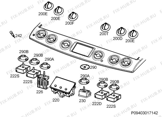 Взрыв-схема плиты (духовки) Electrolux EKC6551AOX - Схема узла Command panel 037