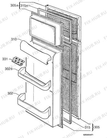 Взрыв-схема холодильника Curtiss 2353DP - Схема узла Door 003