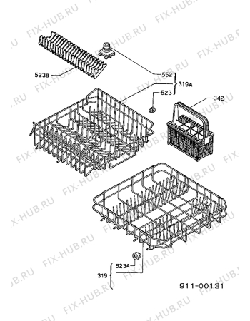 Взрыв-схема посудомоечной машины Electrolux ESI650B - Схема узла Baskets, tubes 061