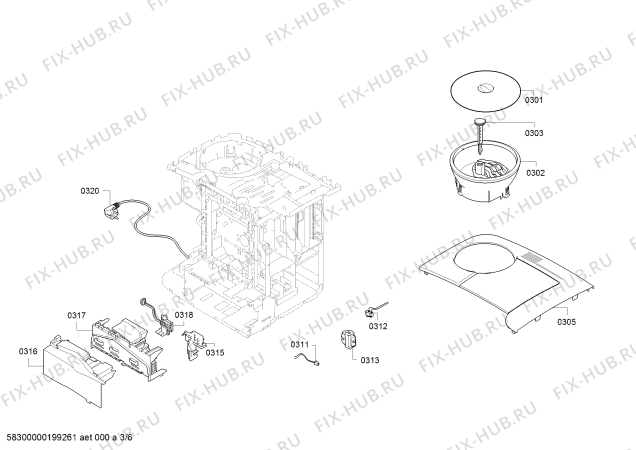 Взрыв-схема кофеварки (кофемашины) Siemens TE613209RW EQ.6 series 300 - Схема узла 03