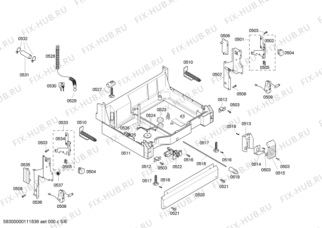 Взрыв-схема посудомоечной машины Bosch SHE46C02UC Bosch - Схема узла 05