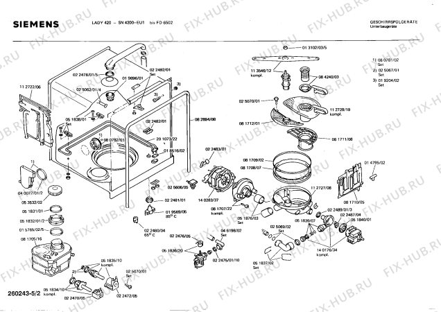 Взрыв-схема посудомоечной машины Siemens SN4200 - Схема узла 02