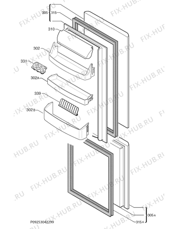 Взрыв-схема холодильника Electrolux ERB29300W - Схема узла Door 003