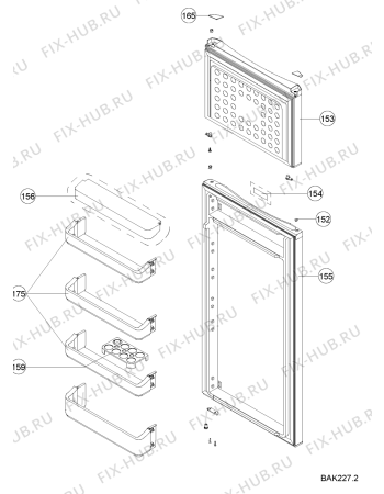 Схема №2 WTE2510 W с изображением Контейнер для холодильной камеры Whirlpool 482000094630