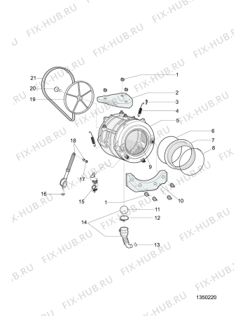Взрыв-схема стиральной машины Whirlpool PWWTX86G4DE (F154682) - Схема узла