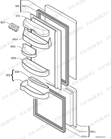 Взрыв-схема холодильника Tricity Bendix FD855S - Схема узла Door 003