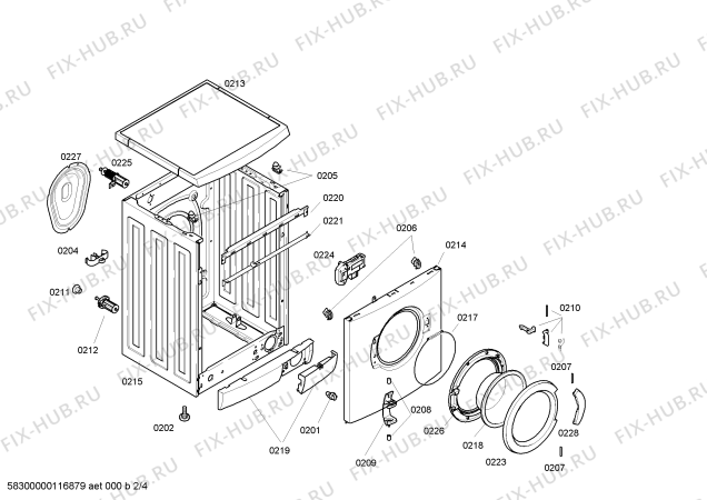 Взрыв-схема стиральной машины Bosch WFX2060BZ Maxx Plus WFX2060 - Схема узла 02