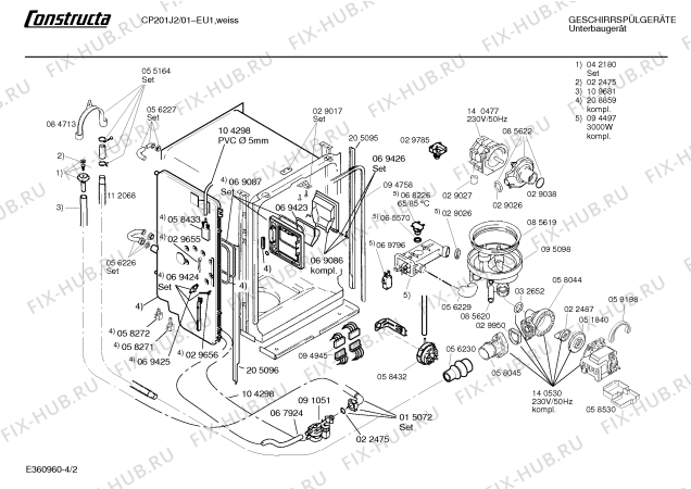 Взрыв-схема посудомоечной машины Constructa CP201J2 - Схема узла 02
