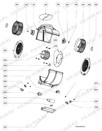 Взрыв-схема вытяжки Electrolux EFC9506U - Схема узла Section 3