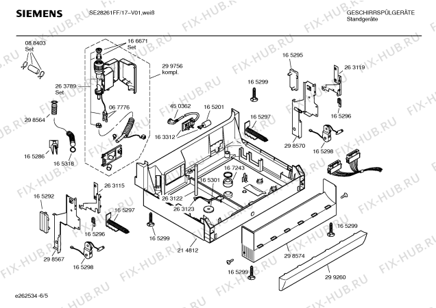 Взрыв-схема посудомоечной машины Siemens SE28261FF - Схема узла 05