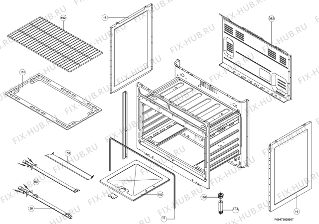 Взрыв-схема плиты (духовки) Zanussi ZX176XAZ - Схема узла Section 3